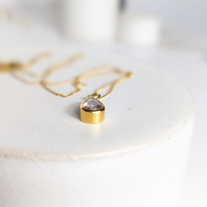 Sparkling Teardrop White CZ Necklace - Handmade, 18 Carat Gold Plated - Booblinka Jewellery