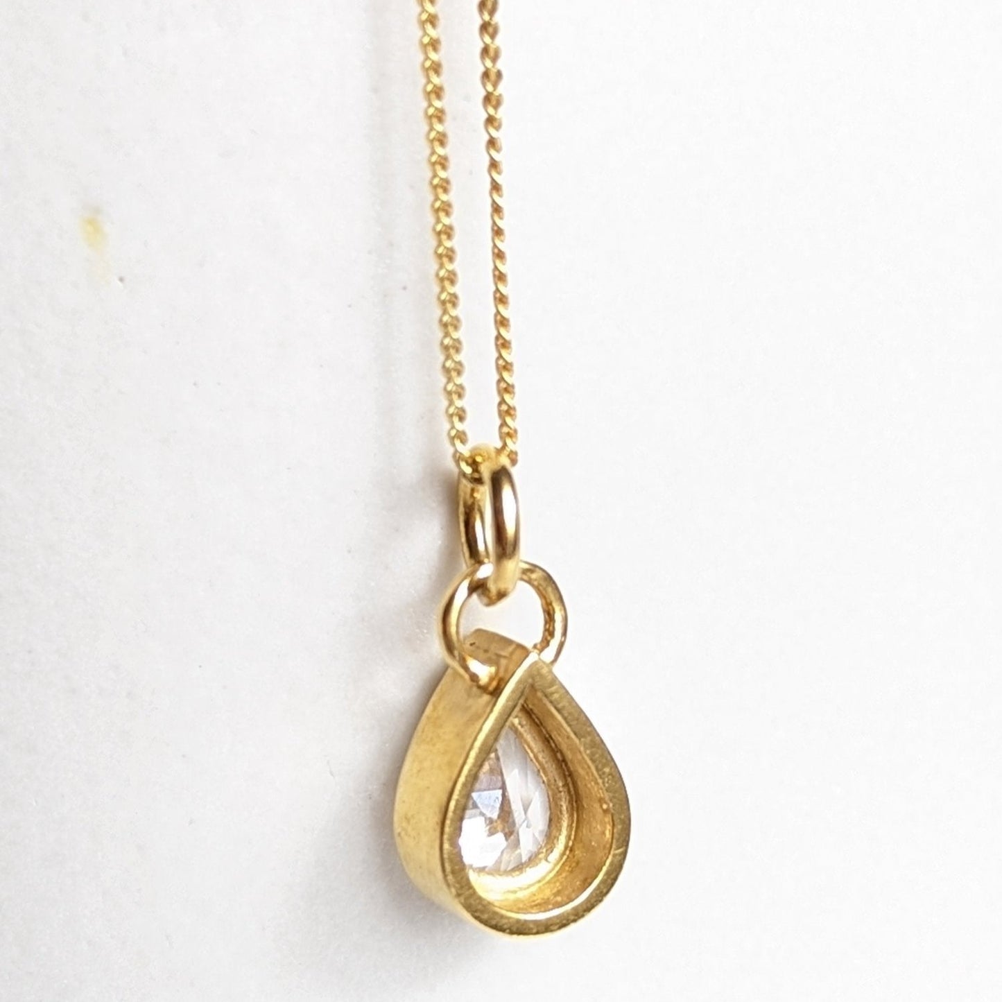 Sparkling Teardrop White CZ Necklace - Handmade, 18 Carat Gold PlatedNecklacesBooblinka Jewellery