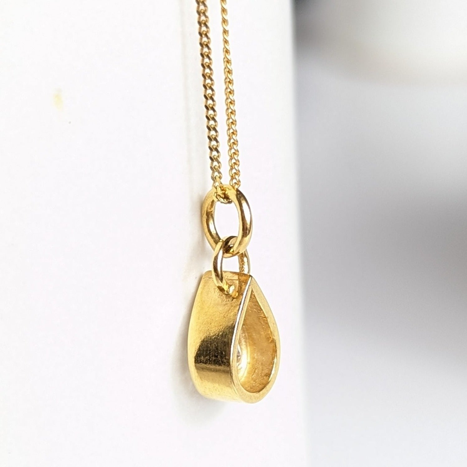 Sparkling Teardrop White CZ Necklace - Handmade, 18 Carat Gold PlatedNecklacesBooblinka Jewellery