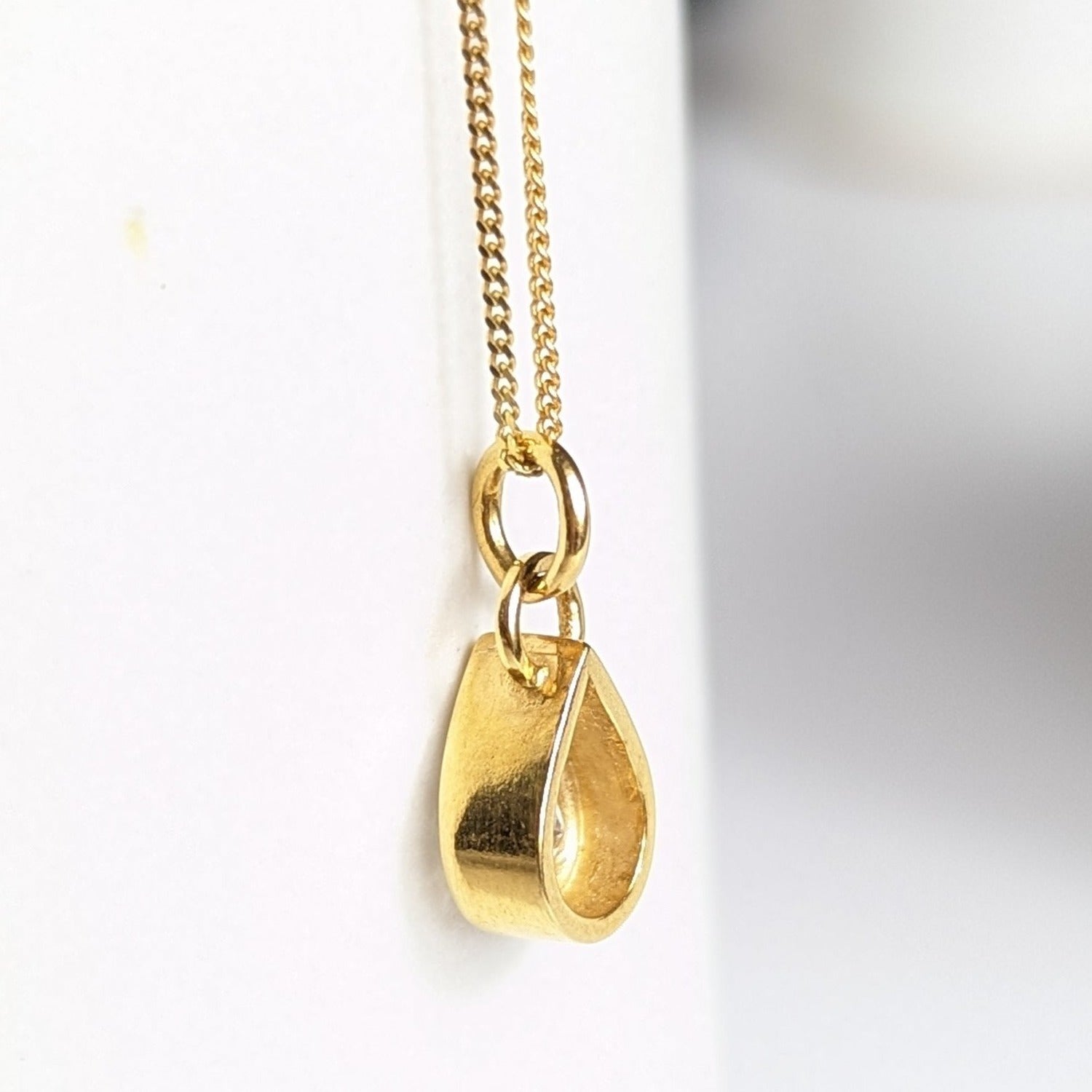 Sparkling Teardrop White CZ Necklace - Handmade, 18 Carat Gold Plated - Booblinka Jewellery