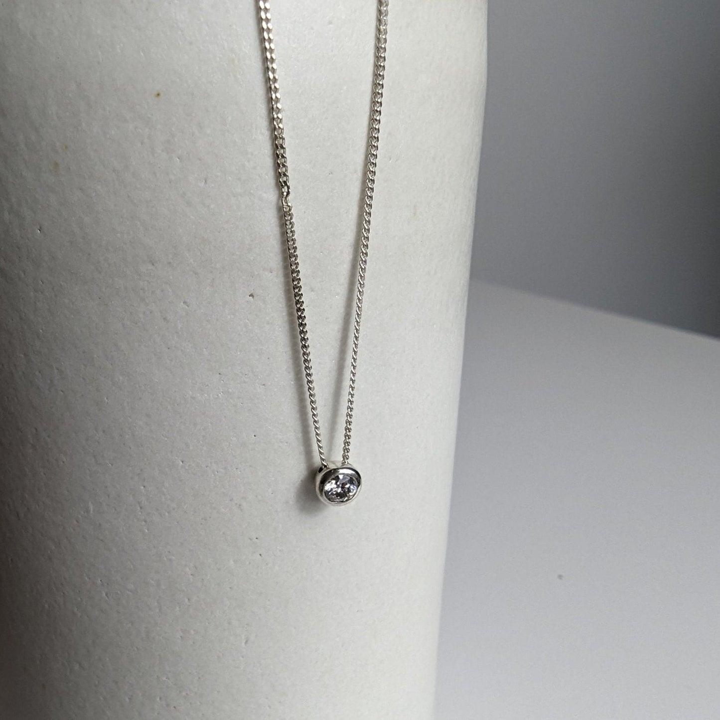 Moissanite Silver Floating Necklace DEI Collection by Booblinka Jewellery