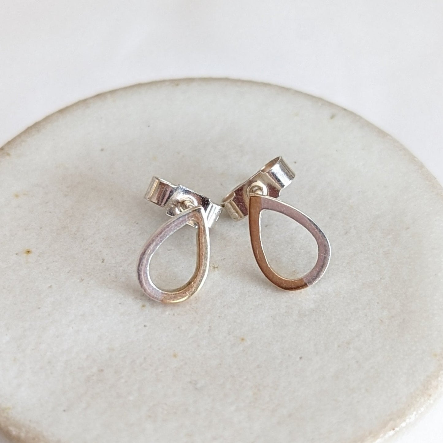 Gold and Silver Teardrop Stud Earrings - Booblinka Jewellery