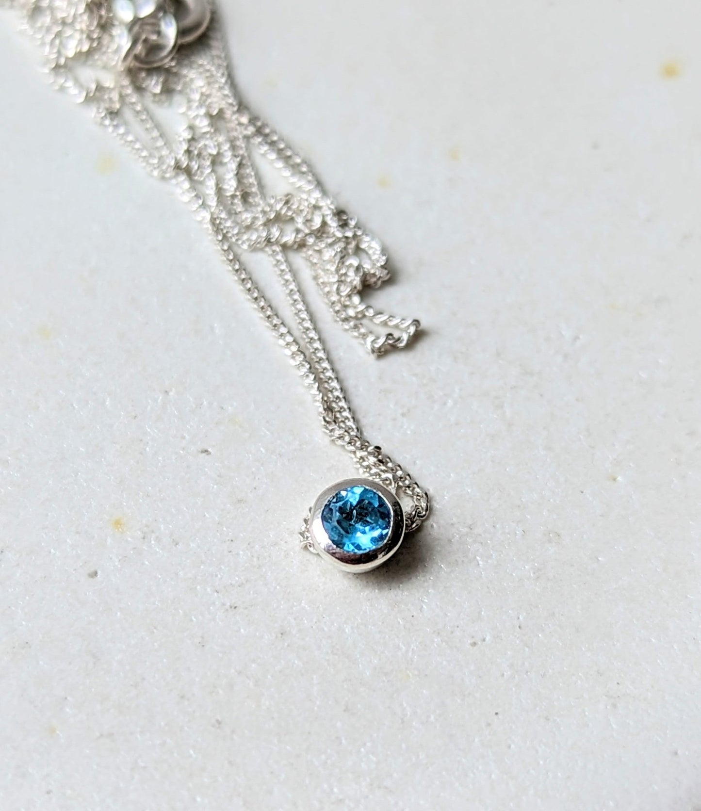 Mini Daria Swiss Blue Topaz Necklace - Ocean Collection - Booblinka Jewellery
