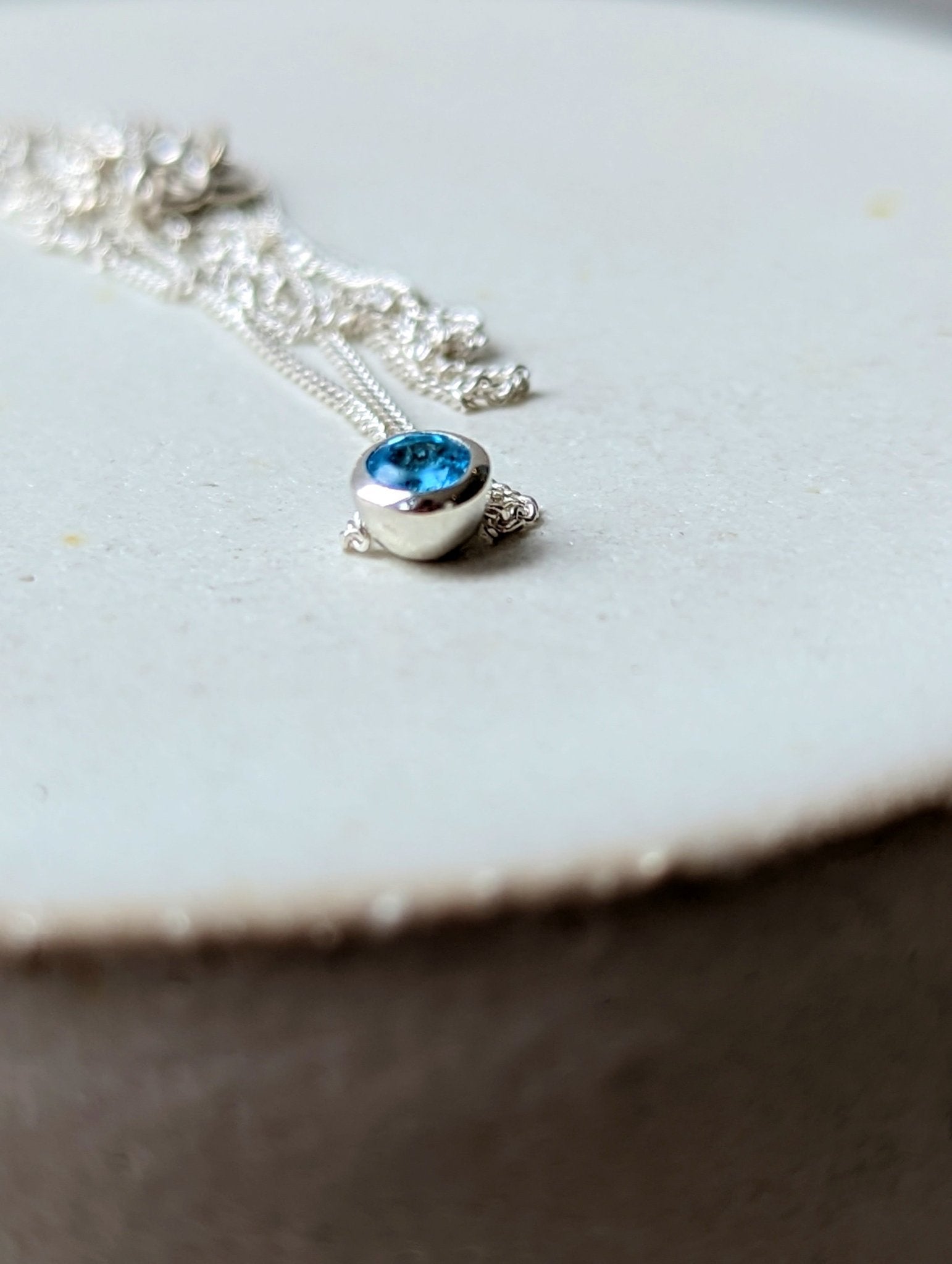 Mini Daria Swiss Blue Topaz Necklace - Ocean Collection - Booblinka Jewellery