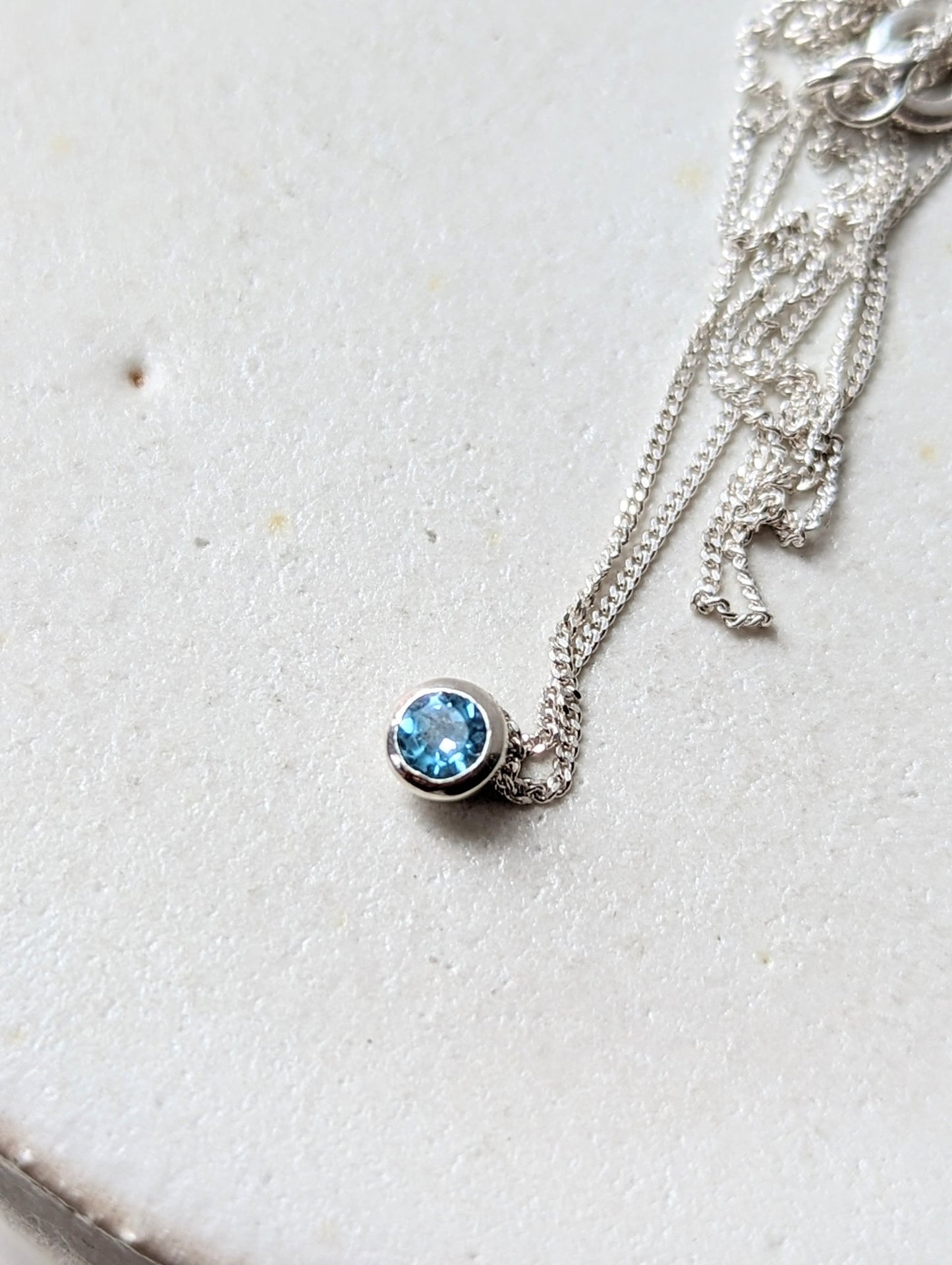 Mini Daria Swiss Blue Topaz Necklace - Ocean Collection - Booblinka Jewellery
