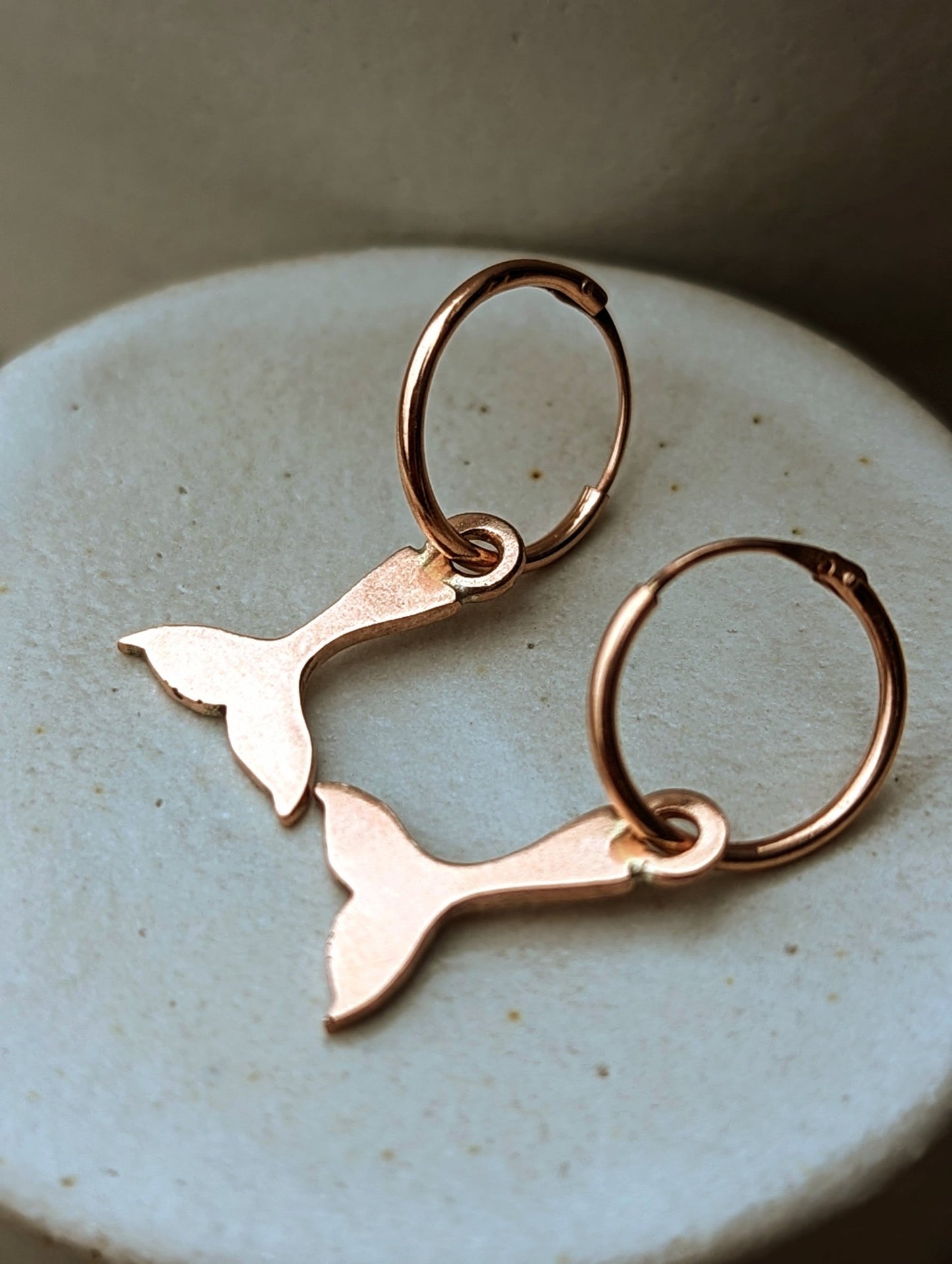 Rose Gold Mermaid Charm Hoop Earrings - Booblinka Jewellery