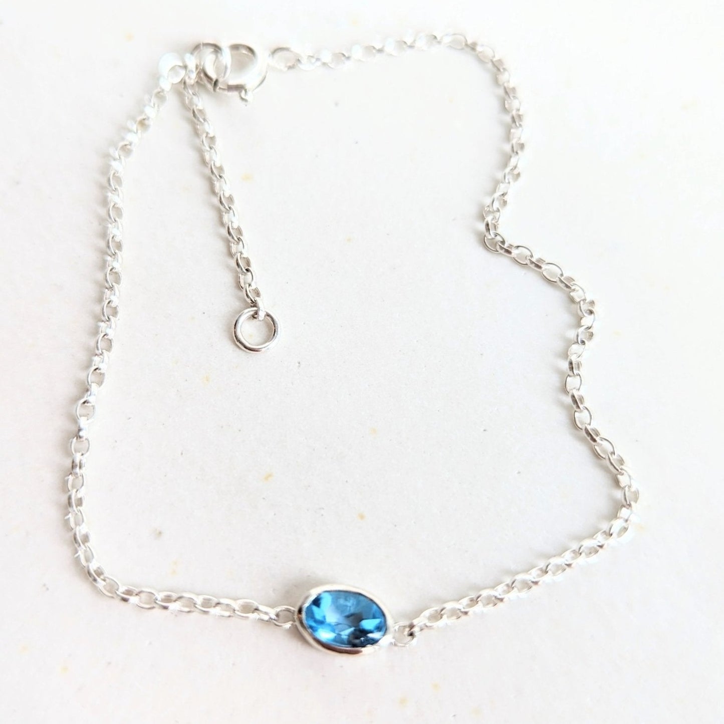 Silver Bracelet with Swiss Blue Topaz - Ocean Collection by Booblinka Jewellery