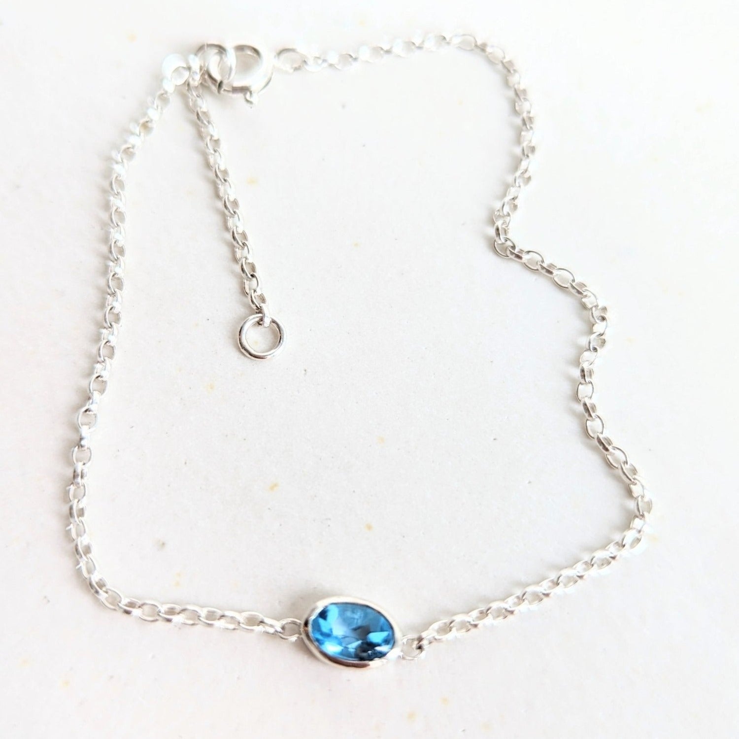 Silver Bracelet with Swiss Blue Topaz - Ocean Collection by Booblinka Jewellery