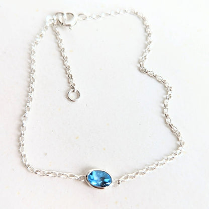 Silver Bracelet with Swiss Blue Topaz - Ocean Collection by Booblinka Jewellery