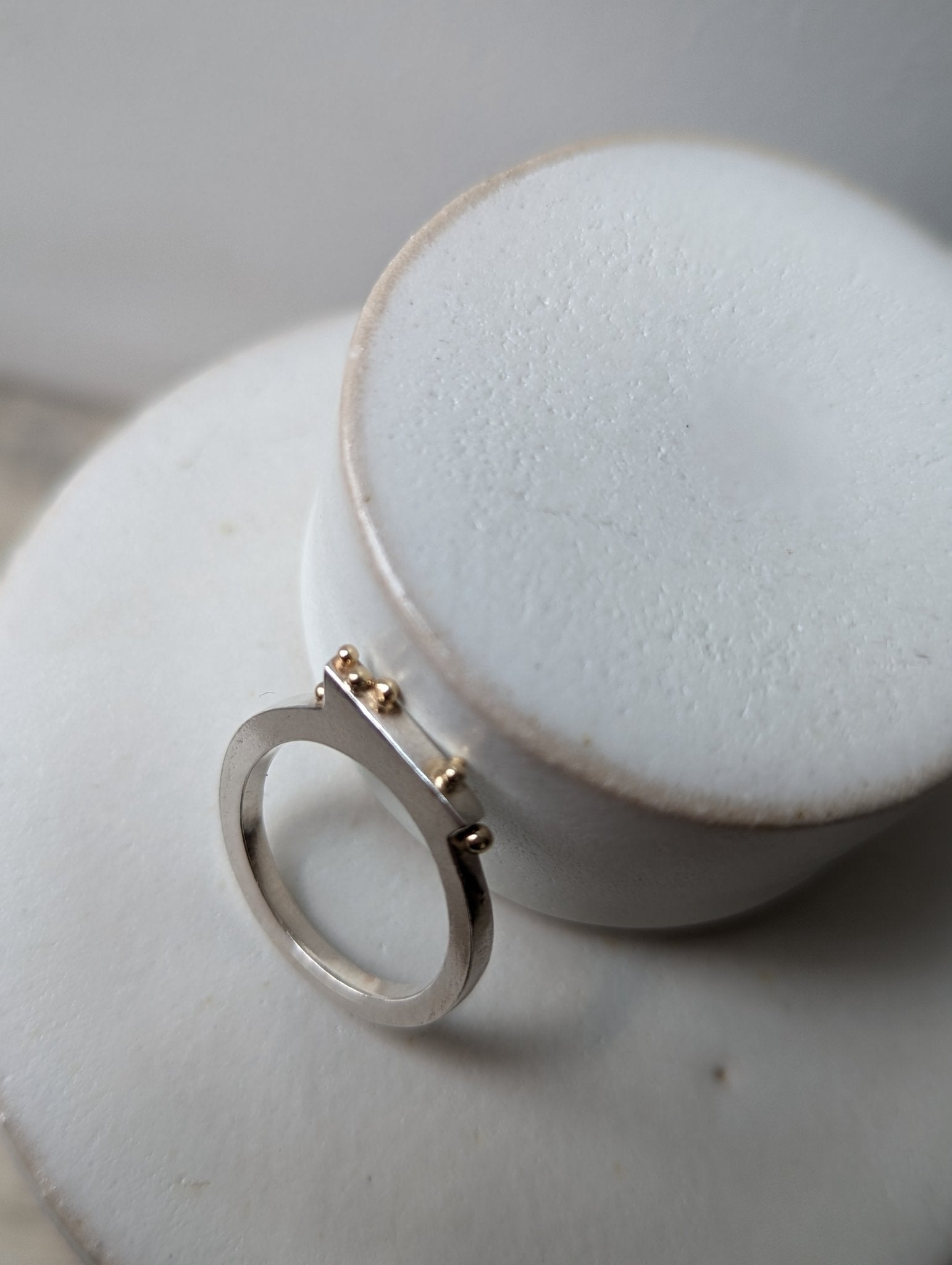 Contemporary Silver Ring with Gold GranulesRingsBooblinka Jewellery