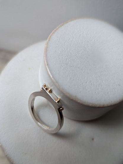 Contemporary Silver Ring with Gold GranulesRingsBooblinka Jewellery