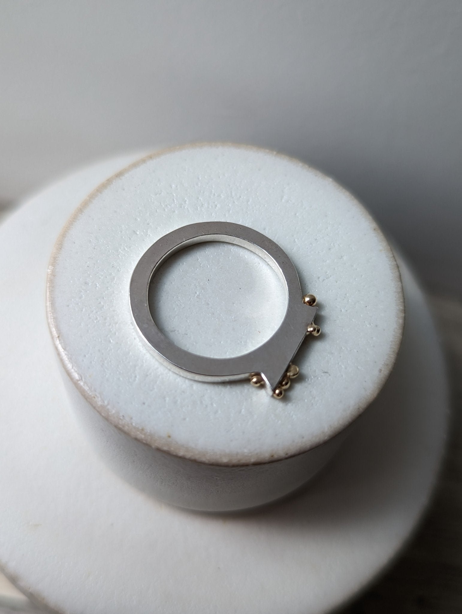 Contemporary Silver Ring with Gold GranulesRingsBooblinka Jewellery