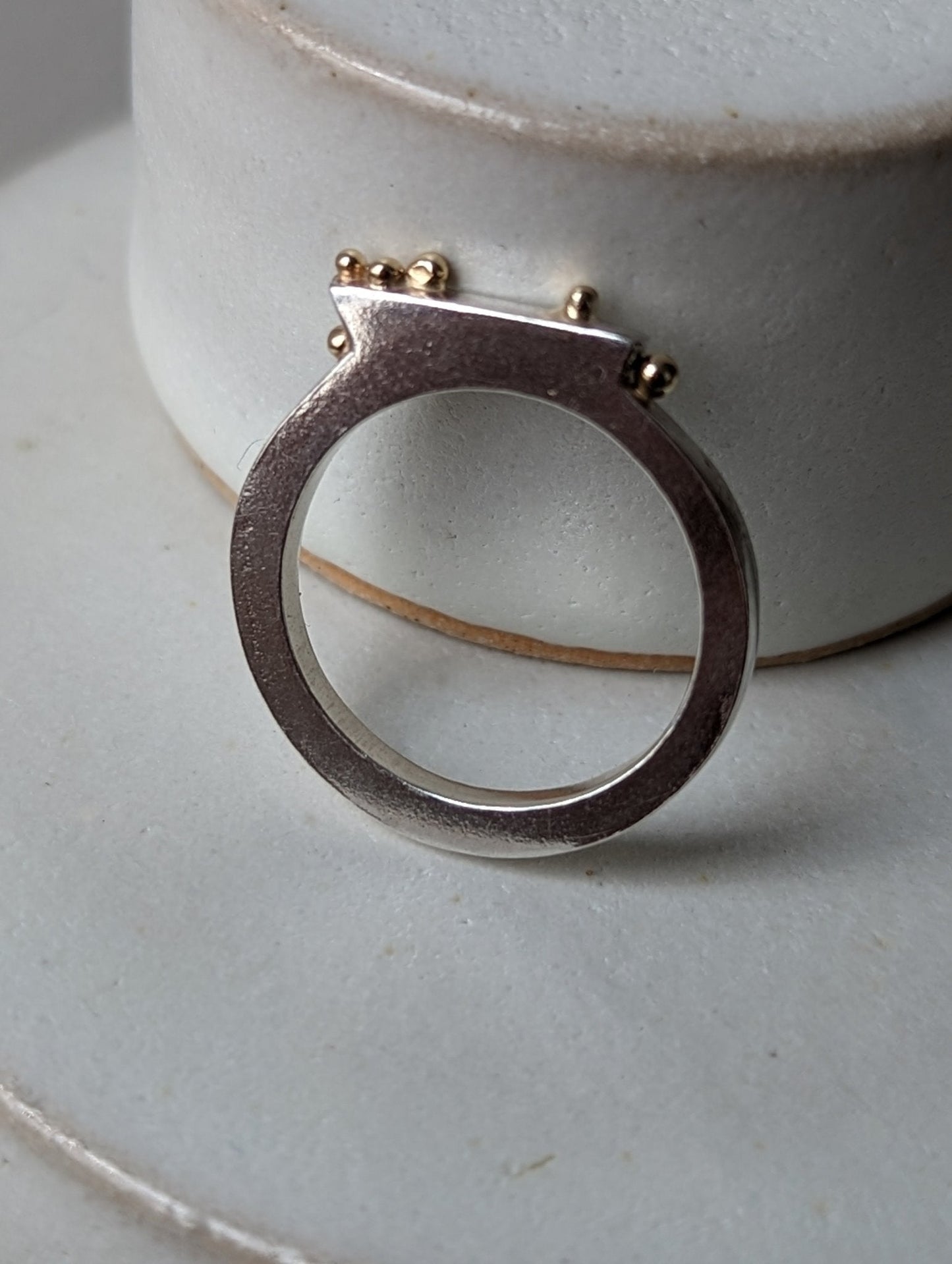 Contemporary Silver Ring with Gold GranulesRingsBooblinka Jewellery