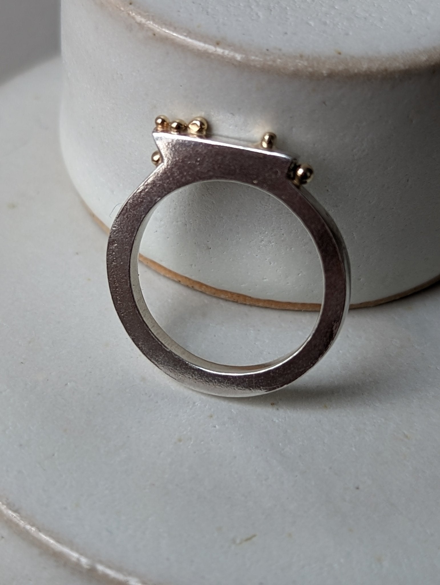Contemporary Silver Ring with Gold GranulesRingsBooblinka Jewellery