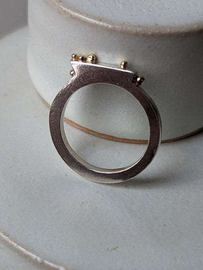 Contemporary Silver Ring with Gold GranulesRingsBooblinka Jewellery