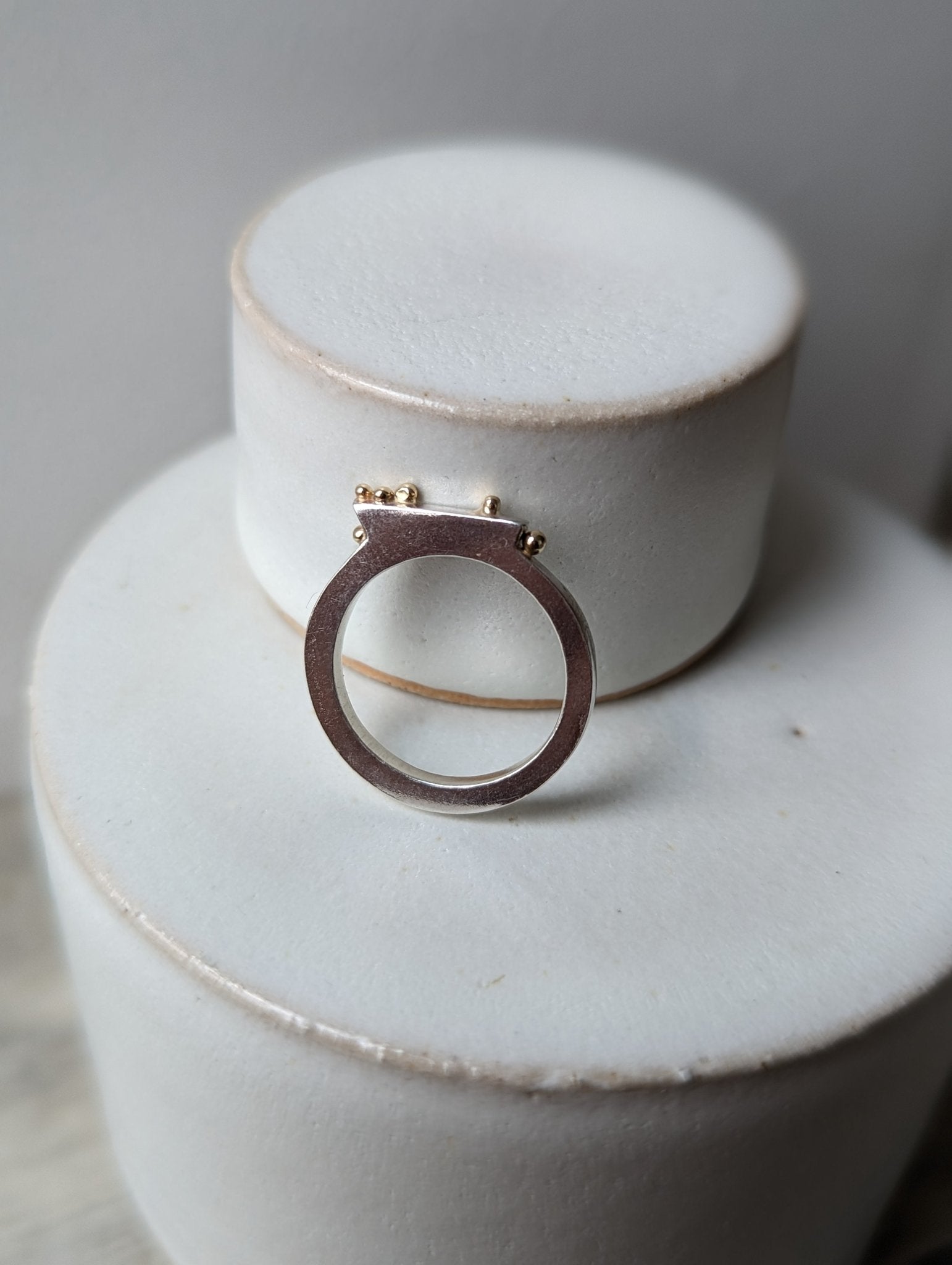 Contemporary Silver Ring with Gold GranulesRingsBooblinka Jewellery
