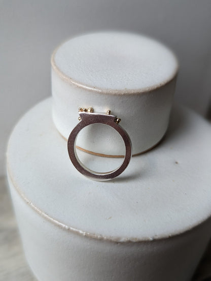 Contemporary Silver Ring with Gold GranulesRingsBooblinka Jewellery