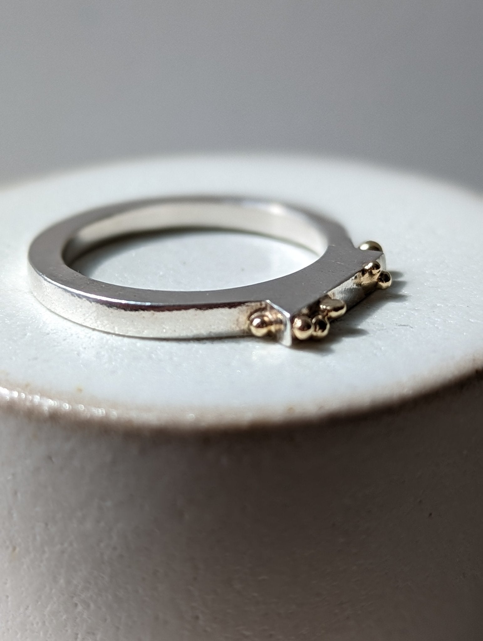 Contemporary Silver Ring with Gold GranulesRingsBooblinka Jewellery