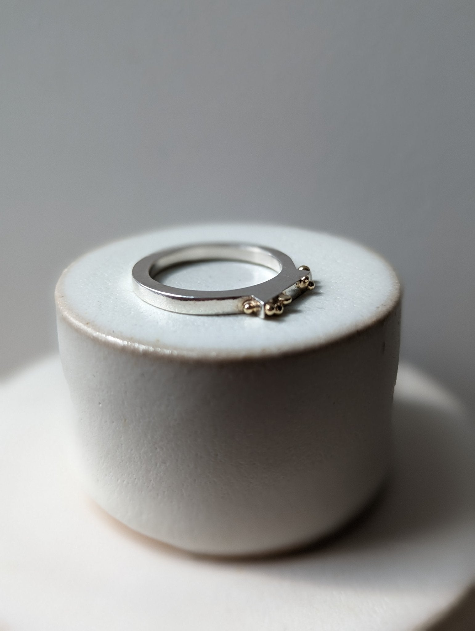 Contemporary Silver Ring with Gold GranulesRingsBooblinka Jewellery