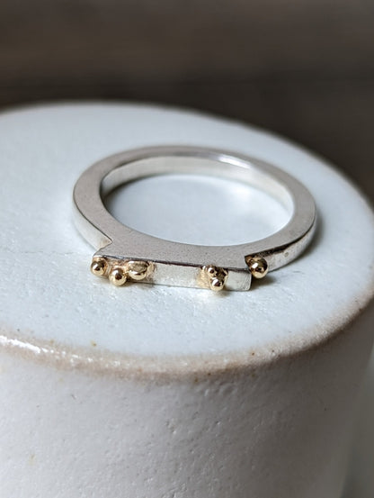 Contemporary Silver Ring with Gold GranulesRingsBooblinka Jewellery