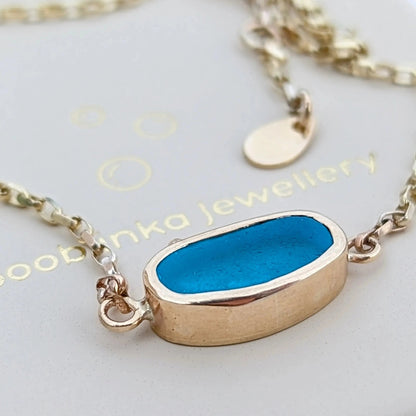 Gold Bracelet Turquoise Sea Glass - ALLURE CollectionBraceletsBooblinka Jewellery