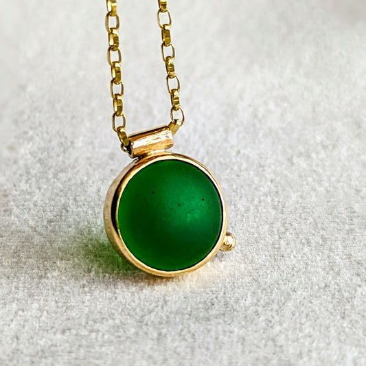 Gold green sea glass necklace Allure Collection by Booblinka Jewellery