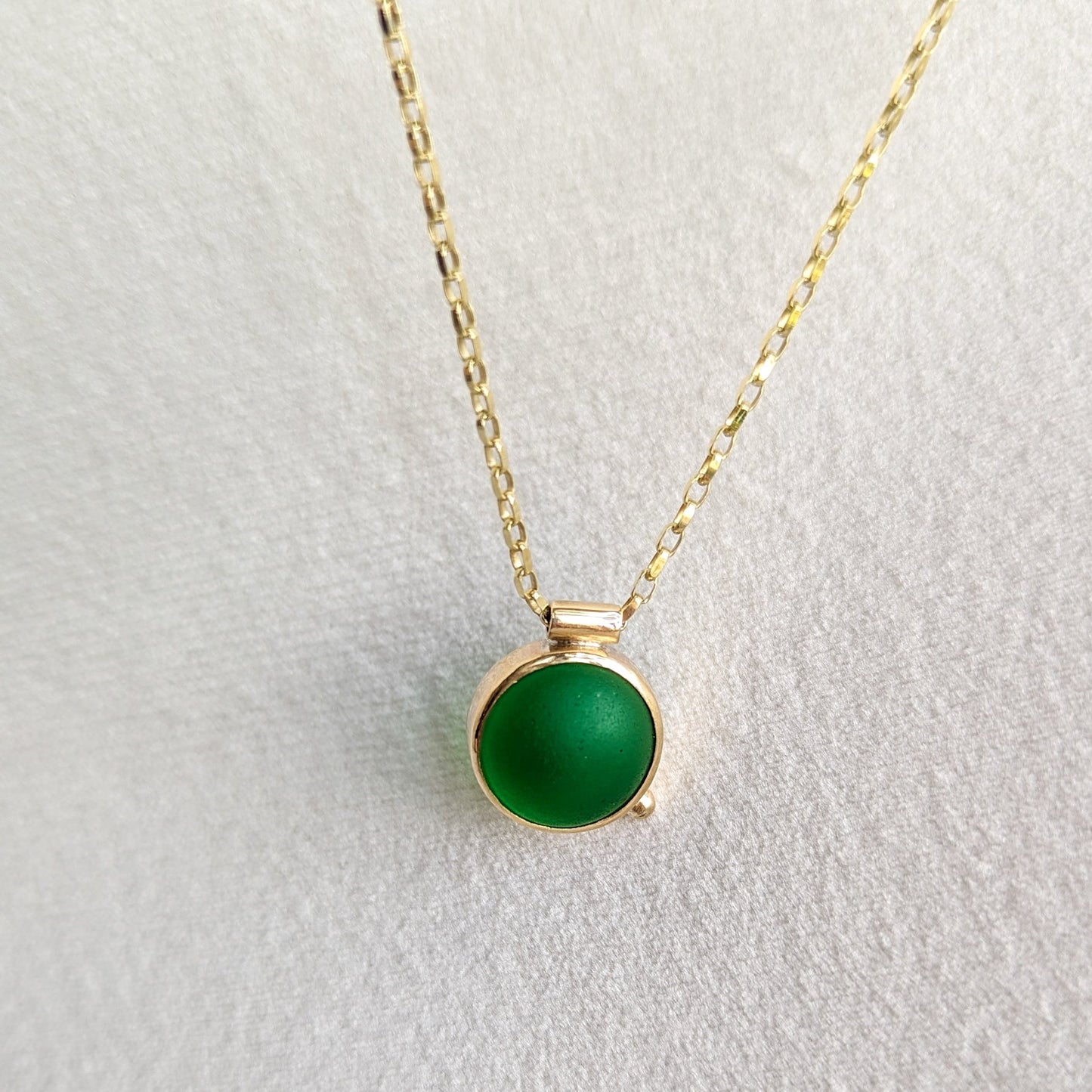 Gold green sea glass necklace Allure Collection by Booblinka Jewellery