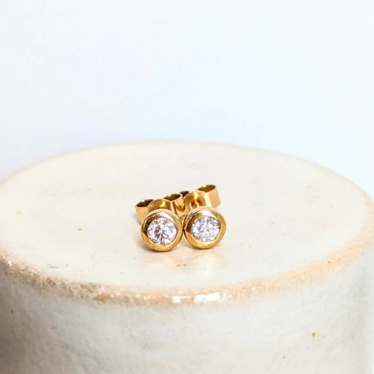 Gold Solitaire Moissanite Stud Earrings – DEI Collection by Booblinka Jewellery