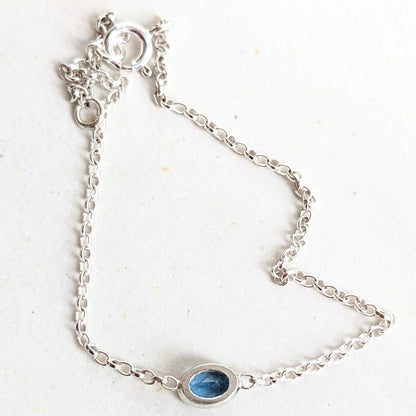 Silver bracelet with oval Swiss blue topaz Ocean Collection by Booblinka Jewellery