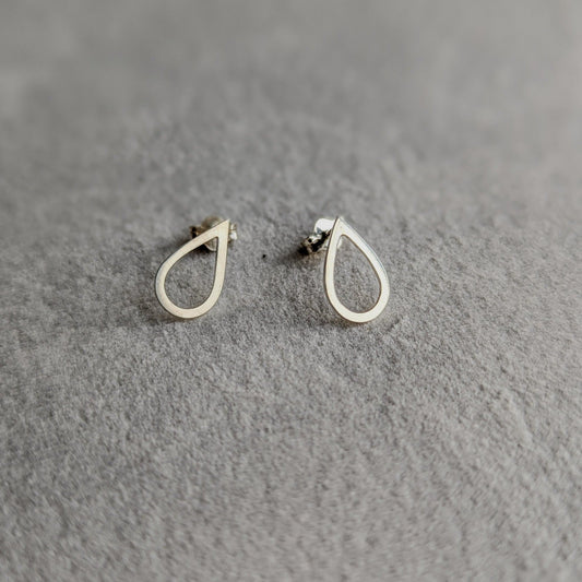 Silver teardrop stud earrings