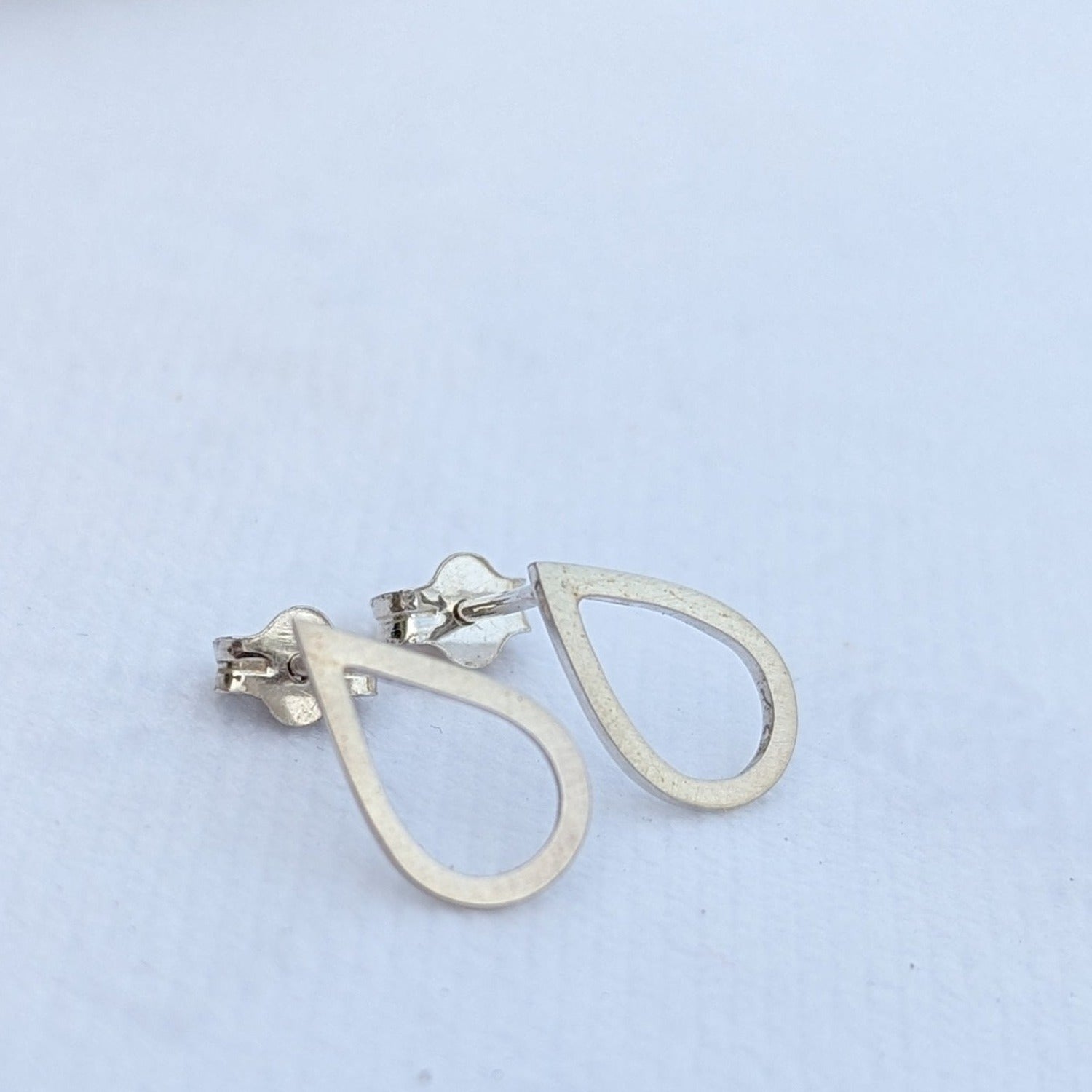 Silver teardrop stud earrings