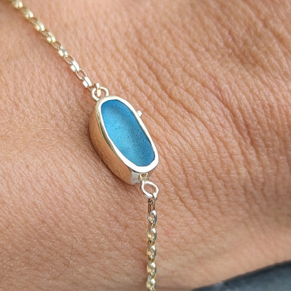 Gold Bracelet Turquoise Sea Glass - ALLURE CollectionBraceletsBooblinka Jewellery