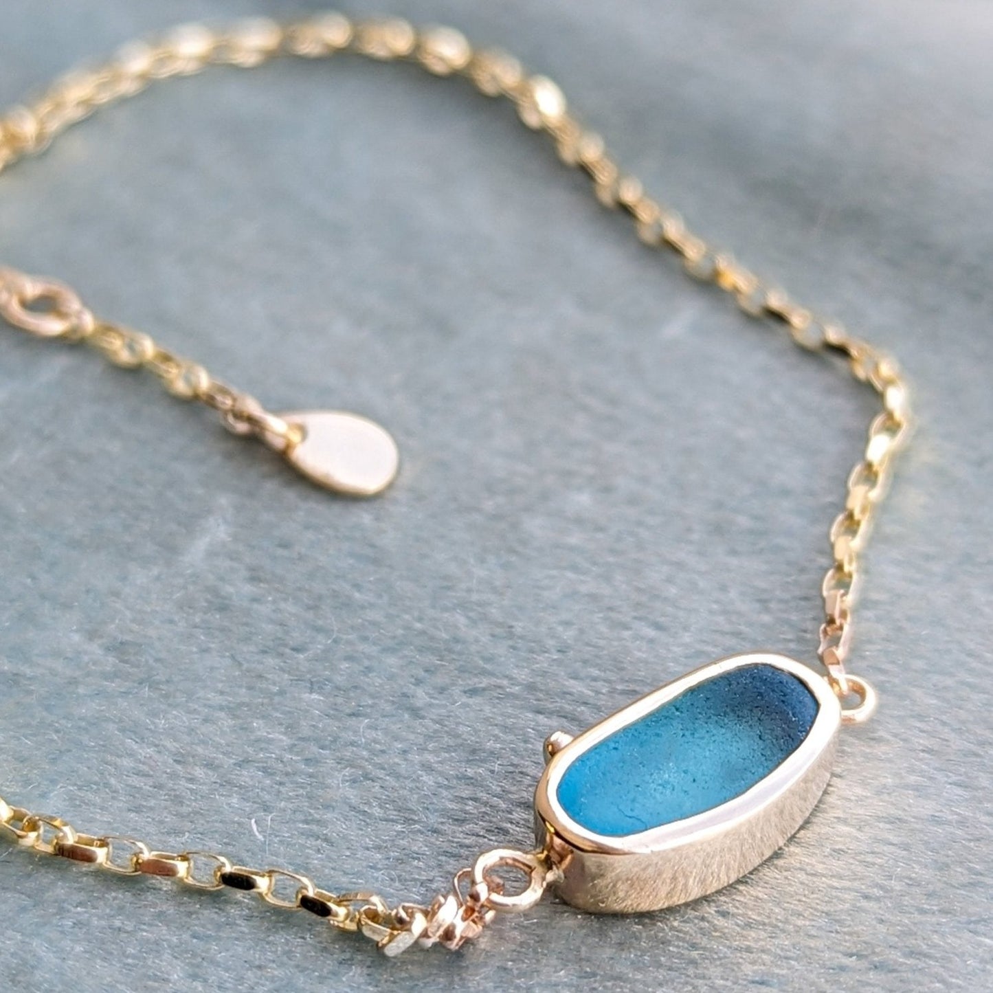 Gold Bracelet Turquoise Sea Glass - ALLURE CollectionBraceletsBooblinka Jewellery