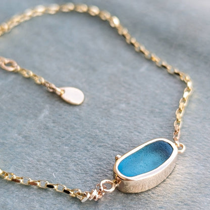 Gold Bracelet Turquoise Sea Glass - ALLURE CollectionBraceletsBooblinka Jewellery