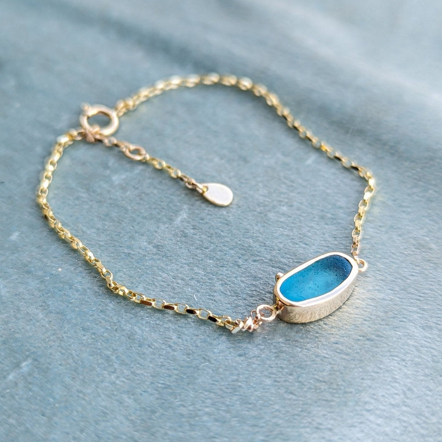 Gold Bracelet Turquoise Sea Glass - ALLURE CollectionBraceletsBooblinka Jewellery