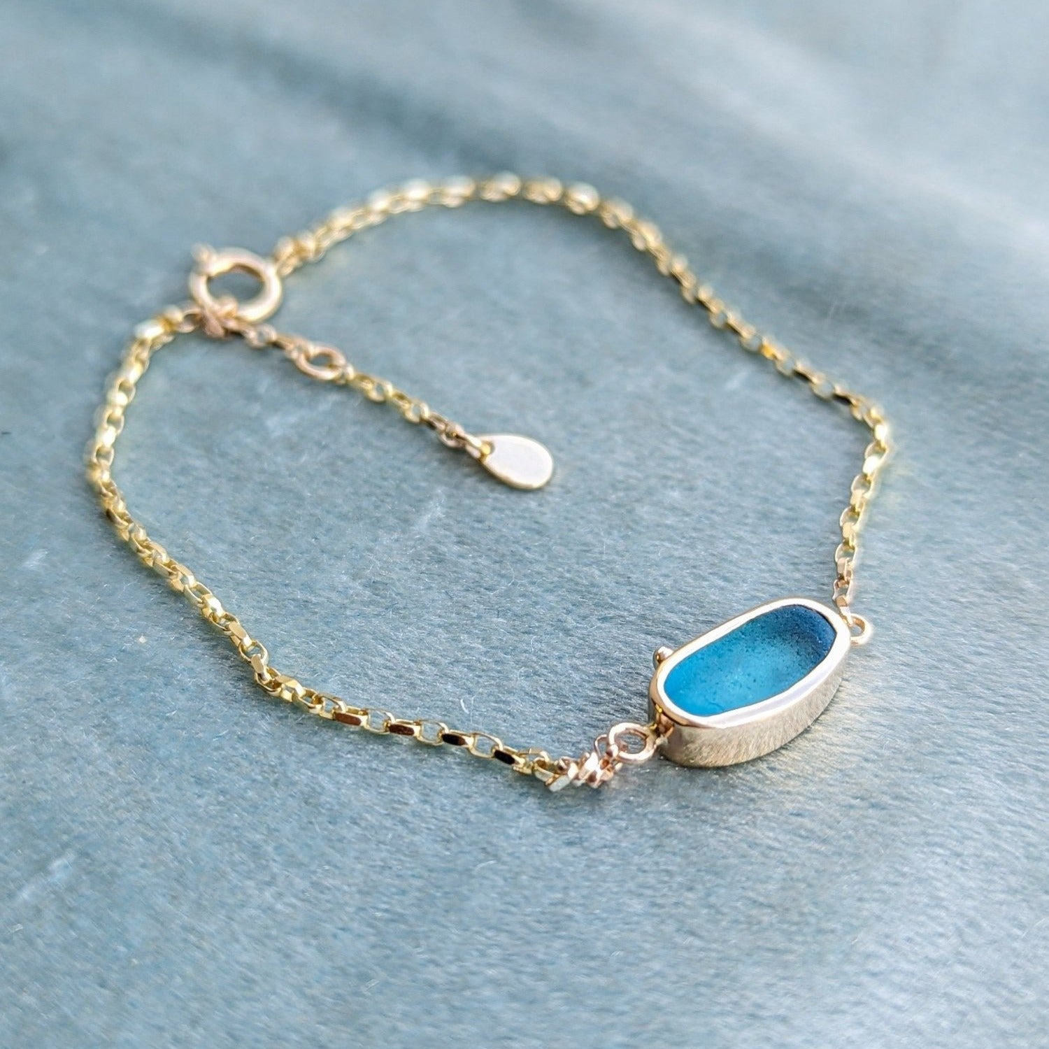Gold Bracelet Turquoise Sea Glass - ALLURE CollectionBraceletsBooblinka Jewellery