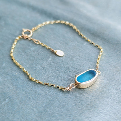 Gold Bracelet Turquoise Sea Glass - ALLURE CollectionBraceletsBooblinka Jewellery